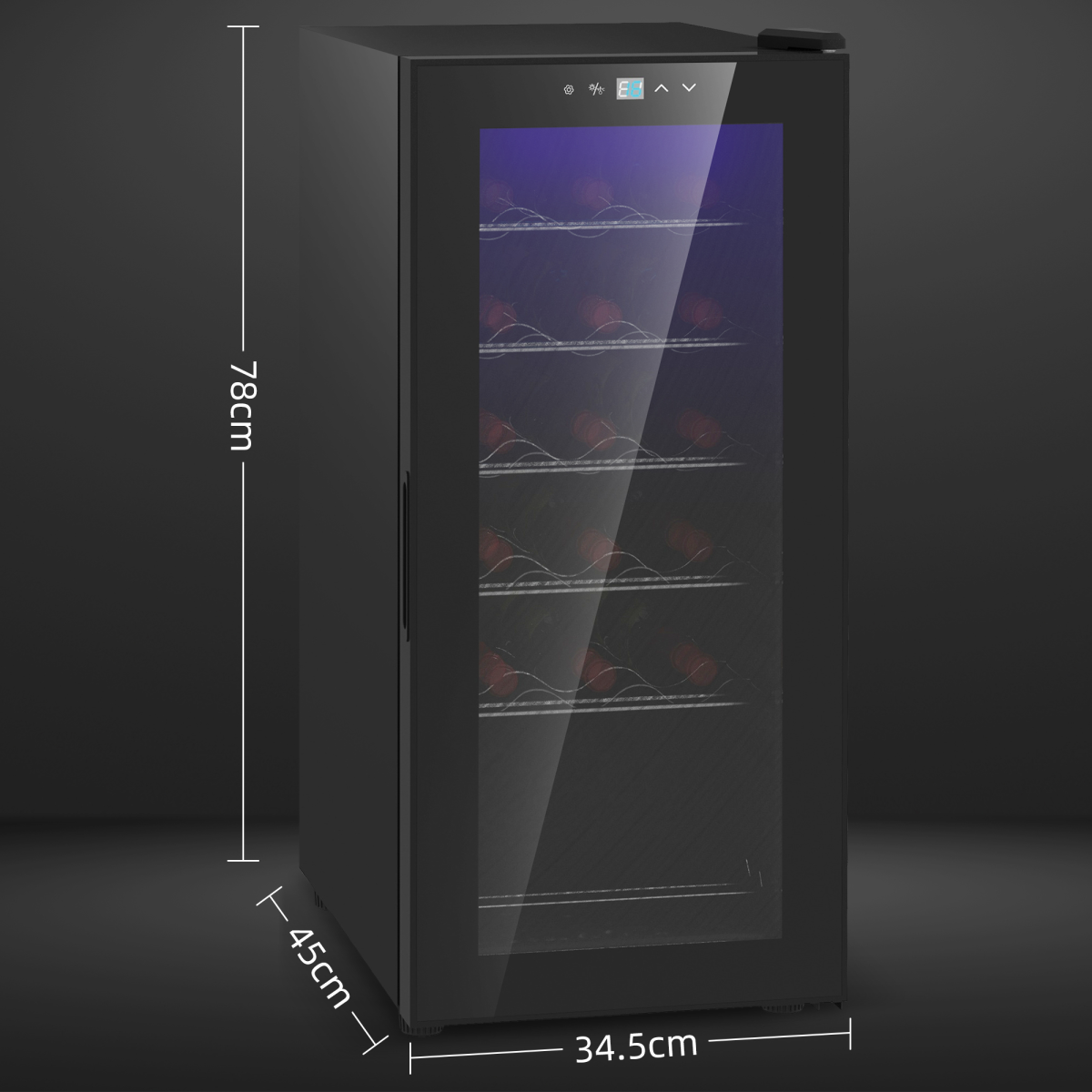 HOMCOM 50L 18-Bottle Wine Cooler Fridge Black, Glass Door, LED, 5–18°C