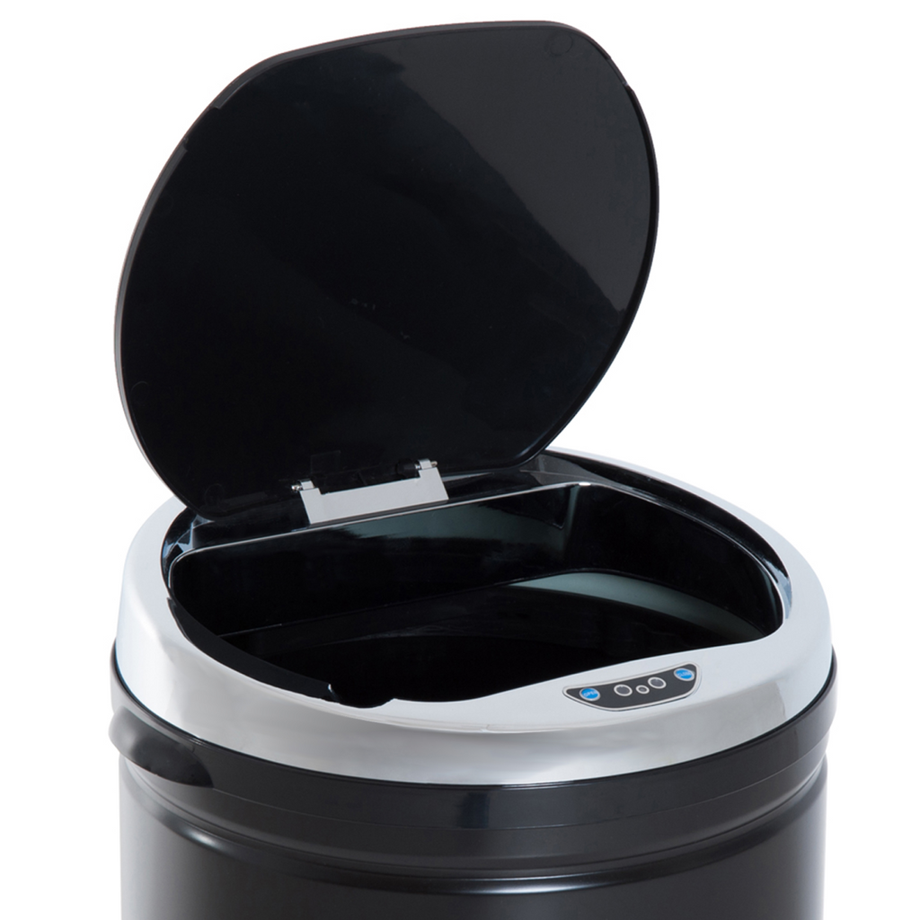 50L Stainless Steel Infrared Sensor Trash Can w/ Removable Bucket, Black